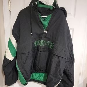Vintage 90s Boston Celtic Starter Hooded Pull Over Jacket NBA men XL RARE
